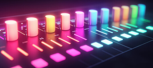 Fototapeta premium Colorful glowing sound mixer with vibrant lighting effects