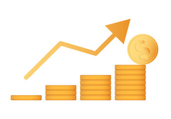 Financial Growth Concept with Increasing Coin Stacks