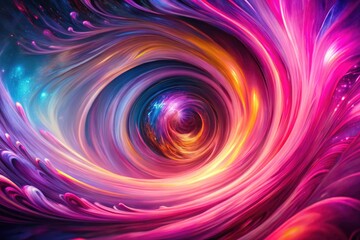 Obraz premium A high-depth-of-field pink vortex explodes with swirling color, a psychedelic abstract.
