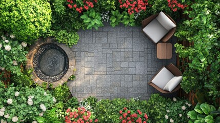 Serene Garden Patio: A Tranquil Oasis of Greenery and Stone