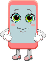 pink phone, vector cartoon cute mobile phone