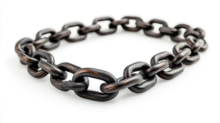 Obraz premium A Dark Bronze Chain Forming a Circle on White Background