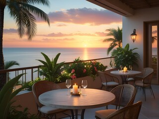 Obraz premium A Cozy Balcony With a Stunning View of The Ocean