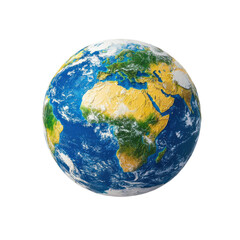 Earth Planet: A vibrant Earth with visible continents and oceans, isolated on a transparency background