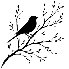 Silhouette of a bird on a branch