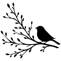 Silhouette of a bird on a branch