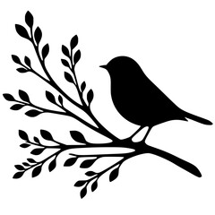 Silhouette of a bird on a branch