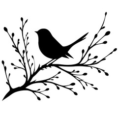 Silhouette of a bird on a branch