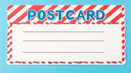 Cute Postcard Design with Colorful Stripes and Heart Decorations for Sending Messages