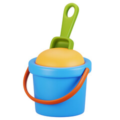 3d rendering summer season icon concept. 3d render sand bucket icon
