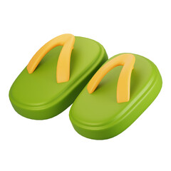 3d rendering summer season icon concept. 3d render slipper icon