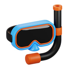 3d rendering summer season icon concept. 3d render snorkeling icon