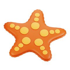 3d rendering summer season icon concept. 3d render starfish icon