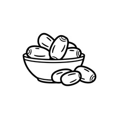 Hand drawn illustration of dates in a bowl