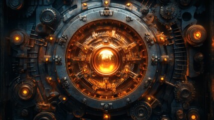 Glowing Core of a Steampunk Mechanical Device