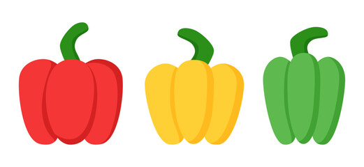 paprika vegetables peppers different color red yellow and green clipart illustration