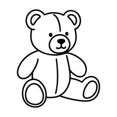 座っているポーズのテディベアの手描き線画イラスト　透過背景の切り抜き