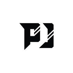 PJ monogram logo design letter text name symbol monochrome logotype alphabet character simple logo