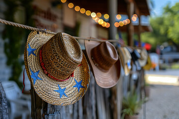western theme party, cowboy hats hung, fiddle tunes playing, warmth of friendship defining this joyous texas independence day celebration