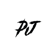 Fototapeta premium PJ monogram logo design letter text name symbol monochrome logotype alphabet character simple logo