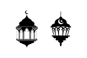 Elegant Islamic Lanterns Silhouette Design for Ramadan