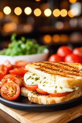 Delicious Grilled Caprese Sandwich with Fresh Tomatoes and Mozzarella