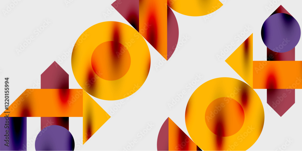 Aufkleber Modern abstract background featuring circles, lines, and triangles in a dynamic geometric composition. Perfect for stylish, tech, or creative-themed designs