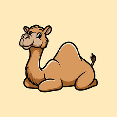 Cartoon Camel Lying Down, Adorable and Friendly