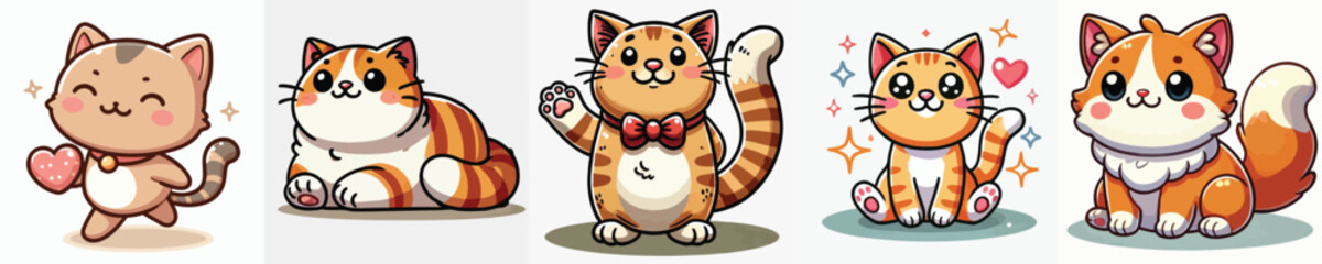 Obraz premium vector collection of cats acting cute and excited