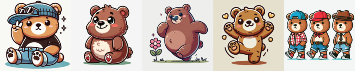 Obraz premium vector brown bear acting cute and excited