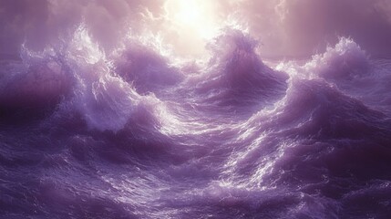 Fototapeta premium Powerful Purple Ocean Waves Crashing Under a Sunset Sky
