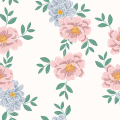 Obraz premium Pastel Hand Drawn Peony Seamless Pattern