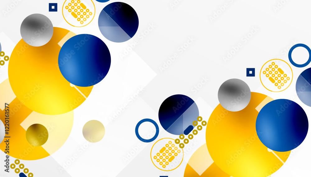 Aufkleber minimalistic abstract vector design, layered geometric shapes circles, squares, and triangles with s