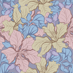 Bauhinia flower pattern softt colors