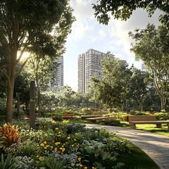 city charm with lush plants