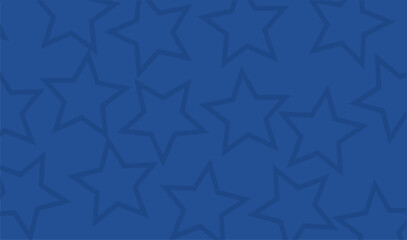 A deep blue monochromatic vector background featuring a dense, scattered pattern of six-pointed star outlines. The subtle contrast creates an elegant texture, ideal for patriotic, night sky