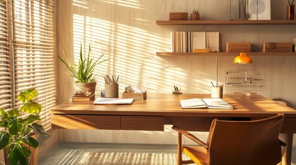 Sleek and Organized Office Desk Setup in Natural Light