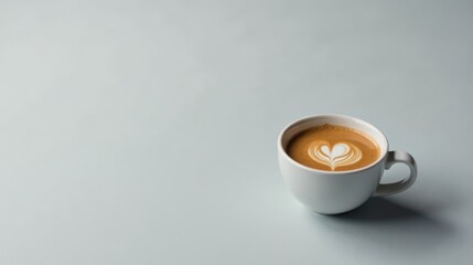 Aromatic Coffee Drink in a White Cup with Latte Art A Serene Morning Beverage