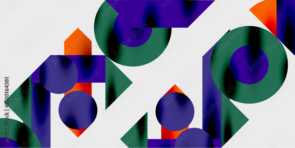 Poster Modern abstract background featuring circles, lines, and triangles in a dynamic geometric composition. Perfect for stylish, tech, or creative-themed designs