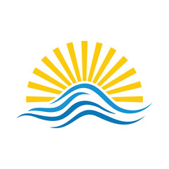 Obraz premium Ocean Wave Logo Template Vector, Ocean simple and modern logo design