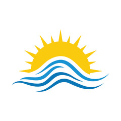 Obraz premium Ocean Wave Logo Template Vector, Ocean simple and modern logo design