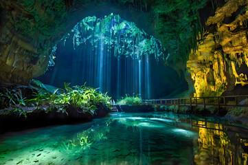 Obraz premium waterfall in the cave