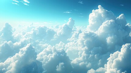 The clouds with a bright sun in the sky