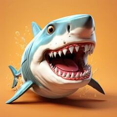 Naklejka premium the AI Image Generator, Playful Cartoon Shark With Sharp Teeth