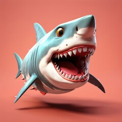 Naklejka premium the AI Image Generator, Playful Cartoon Shark With Sharp Teeth