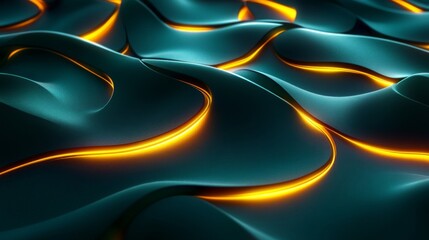 Abstract Teal and Orange Glowing Wave Background