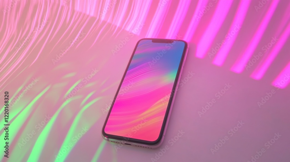 Poster vibrant smartphone display with dynamic light patterns