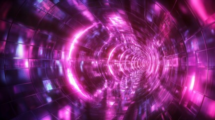 Abstract Futuristic Tunnel with Glowing Neon Lights