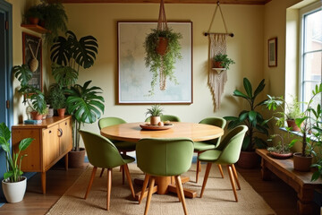 Obraz premium Eco living room with Retro and Vintage Aesthetics theme