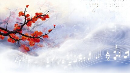 Serene Blossom   Music  Elegant Asian Art Design